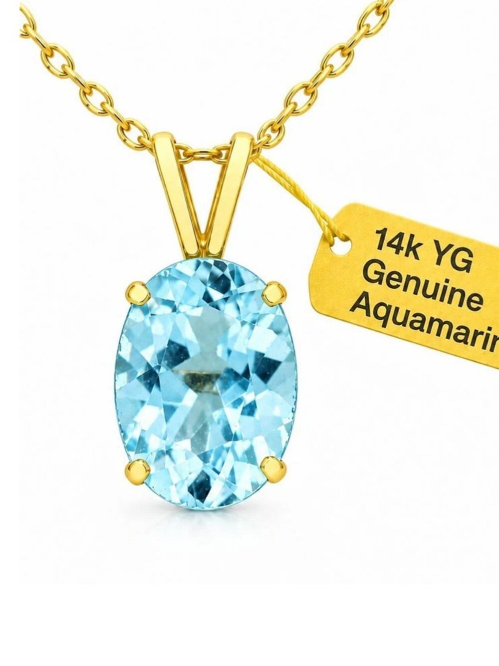 Genuine 2.47 Cts Aquamarine Pendant 14k Solid Gold